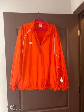 adidas Orange Pullover Windbreaker Jacket